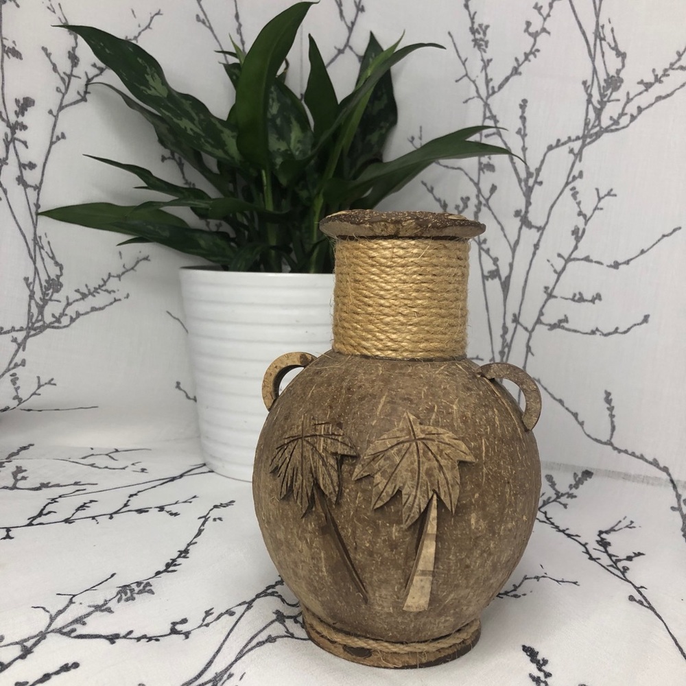 Handcrafted Coconut Vase - Picture 1 of 6